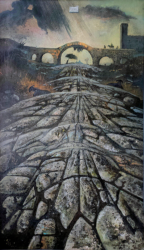 Eugene Berman - Una Via Romana Antica con Temporale Distante