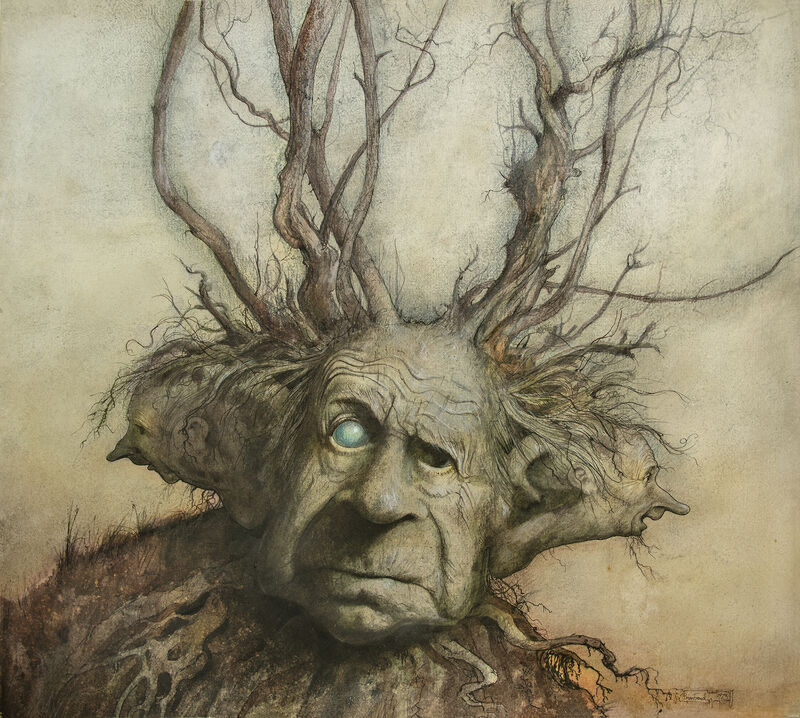 Brian Froud - Three Headed Man Fantasy illustration