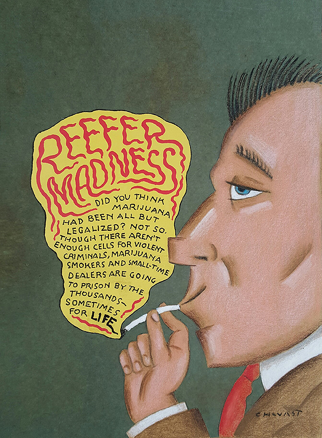 Seymour Chwast - Reefer Madness,  Cover Atlantic Monthly Magazine August 1994