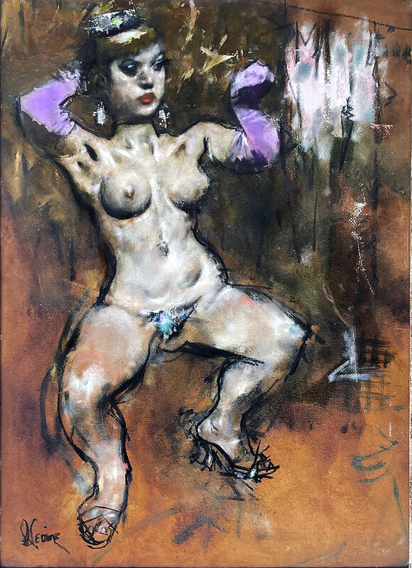 Jack Levine - Nude Dancer Burlesque Stripper with Purple Gloves  - The Bump -