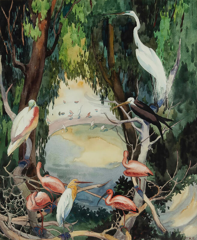 Jessie Arms Botke - Birds at a waterhole