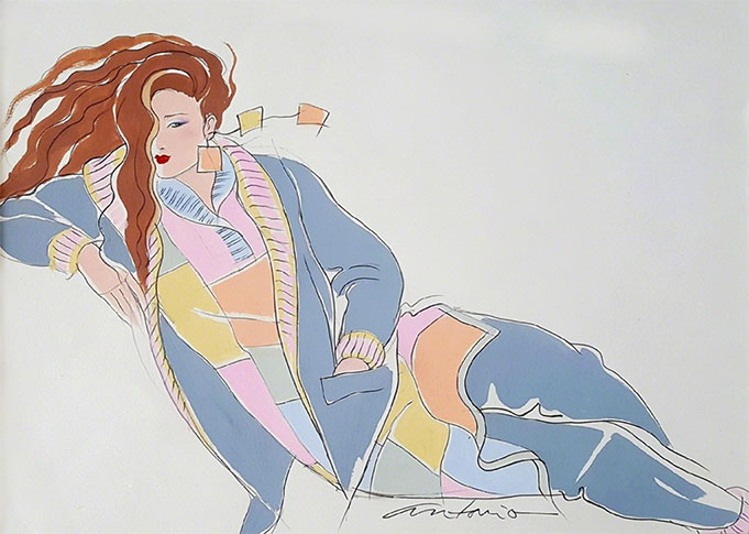 Antonio Lopez - Fashion Illustration for High Fashion Magazine, (Vogue or Marie Claire), 1980