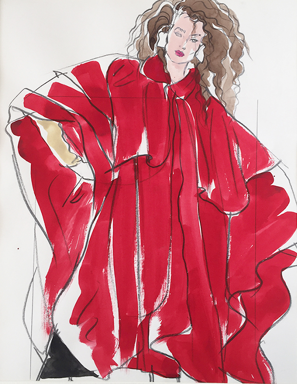 Antonio Lopez - Woman in red frontal view, S. Burroughs