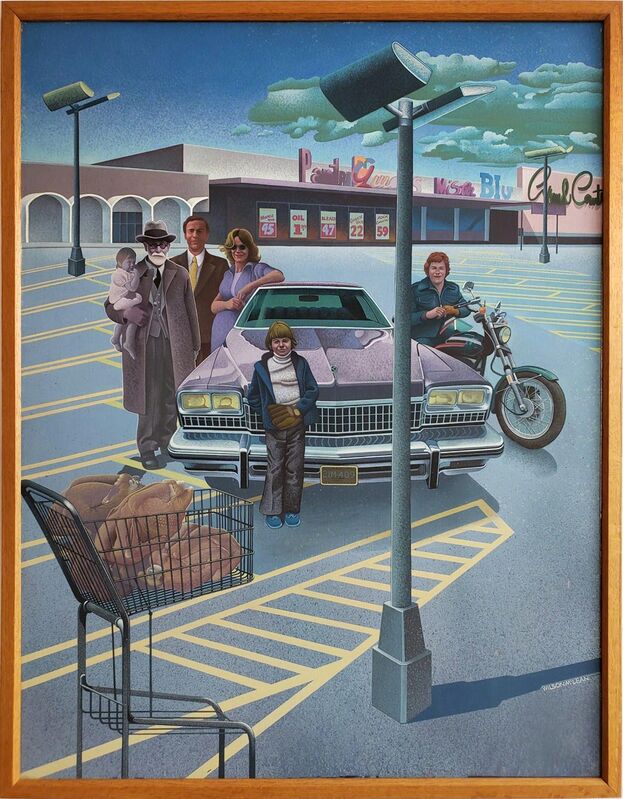 Wilson McLean - Turkey. Brains.  Suburbia Shopping Center with Turkeys, Family and Sigmund Freud Illustration