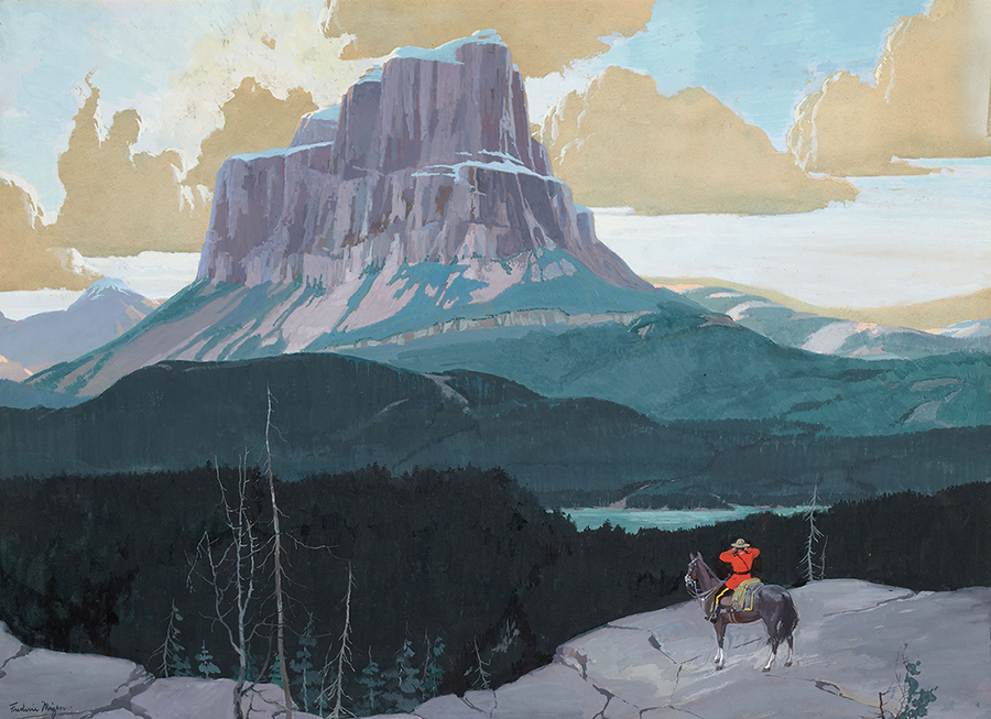 Frederic Kimball Mizen - Canadian Mountie Gazing at Butte Mountain
