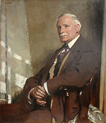 Sir William Orpen - Portrait of Thomas Glass, seated half-length, in a brown three-piece suit