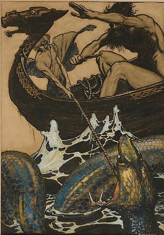 Arthur Rackham - Sea Battle - (Stories from the Edda)