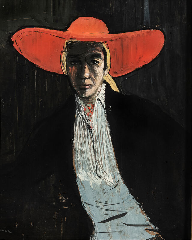 René Gruau - Elegant French Woman with Lavish Hat
 ‘Figure in a Wide-brimmed Red Hat