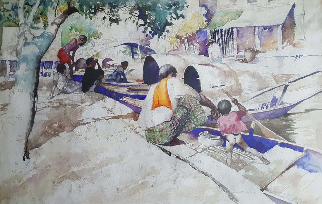 Robert Riggs - Thai Villagers by the River