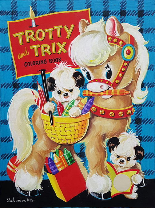 J.A. Schumacher - Trotty And Trix Coloring Book, Cover Art