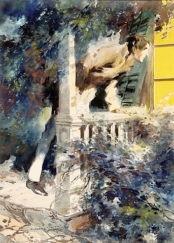 Everett Shinn - Original Illustration Man on Porch