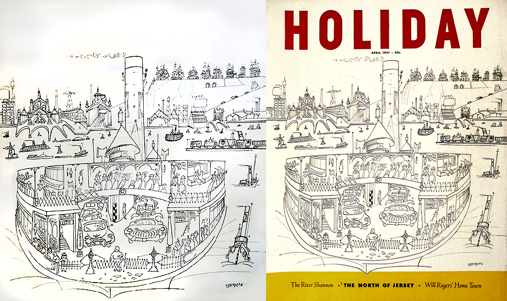 Saul Steinberg - Holiday Magazine Cover, April 1951