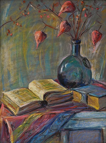 Joseph Stella - Still Life of Books and Chinese Lanterns