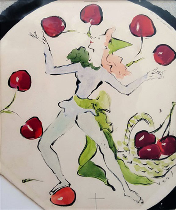 Marcel Vertes: Dancing Girl with Cherries, ca. 1930–1950